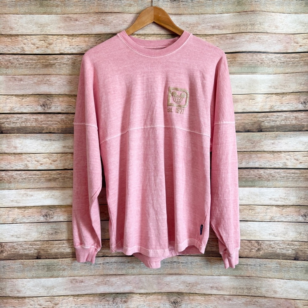 Disney DisneyWorld Rose Pink Gold Glitter Spirit Jersey Long Sleeve Size XS